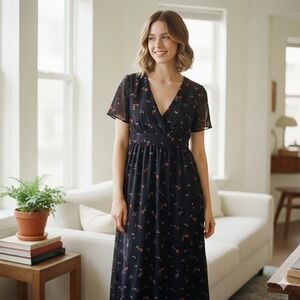 madewell silk maxi dress NEW Madewell Silk Tie-Sleeve Maxi Dress in Oasis Palms Print - 2